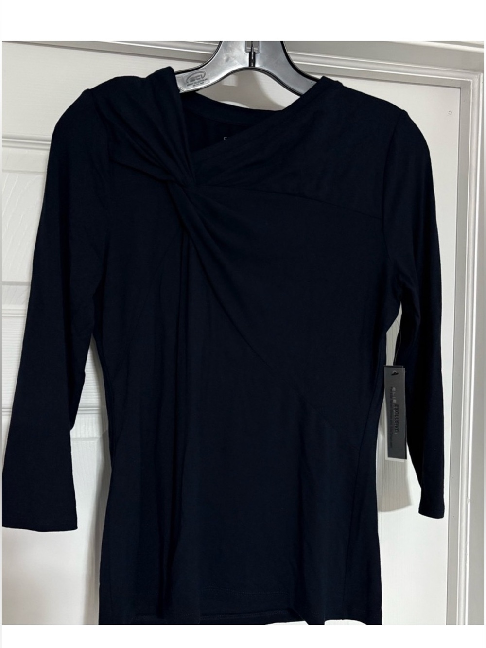 Elie Tahari Blue Twist-Detail Long Sleeve Top